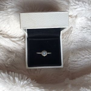 Aquamarine sterling silver Pandora ring